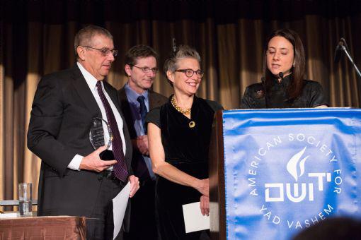 Left to right: American Society Chairman Leonard Wilf, James Fry (the son Righteous Among the Nations Varian Fry), Bella Meyer (granddaughter of Marc Chagall), and American Society Executive Committee Member Caroline Massel